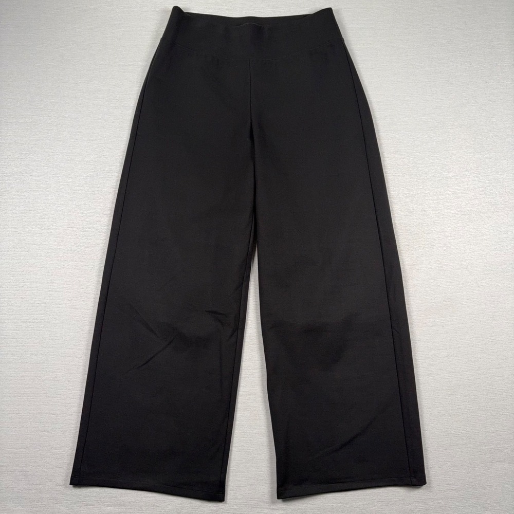 Eileen Fisher Washable Flex Ponte Wide-Leg Pant Womens Size PM Black 28.5" Long